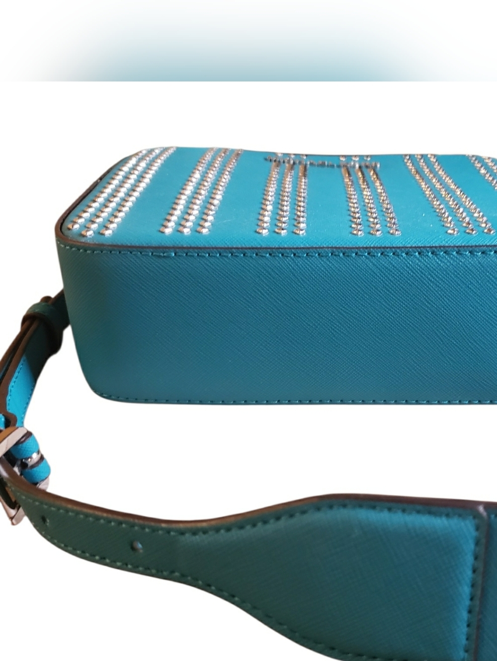 Michael Kors Turquoise Studded Crossbody Bag - Picture 5 of 6